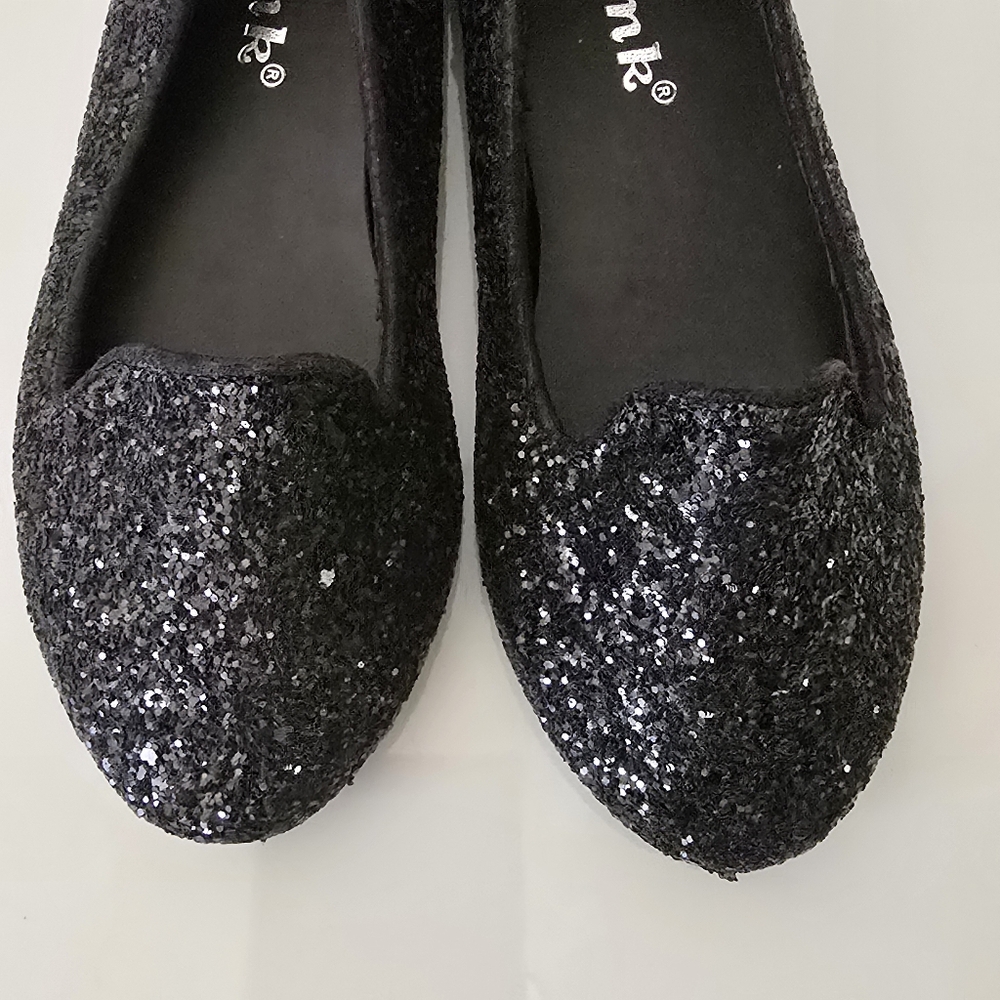 Girl's Black glittery Almond Toe Ballerina flats Size 11 - Picture 3 of 9